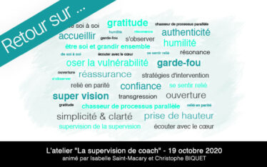 Nuage de mots atelier supervision pour coachs certifiés par l'EMCC et Attitudes et Conseils