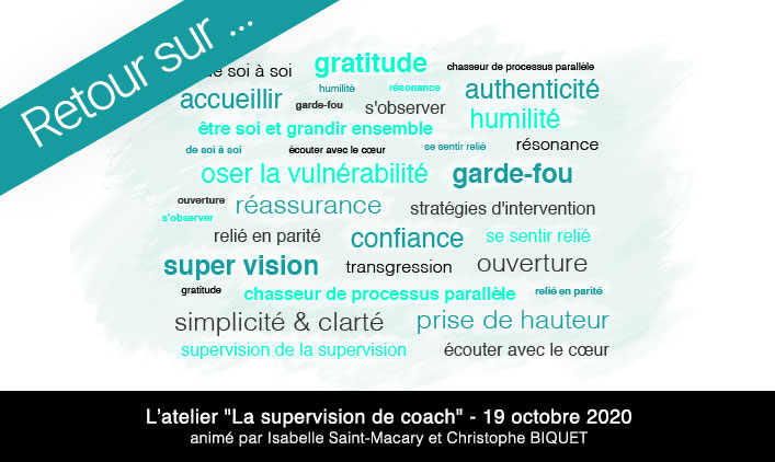 Nuage de mots atelier supervision pour coachs certifiés par l'EMCC et Attitudes et Conseils